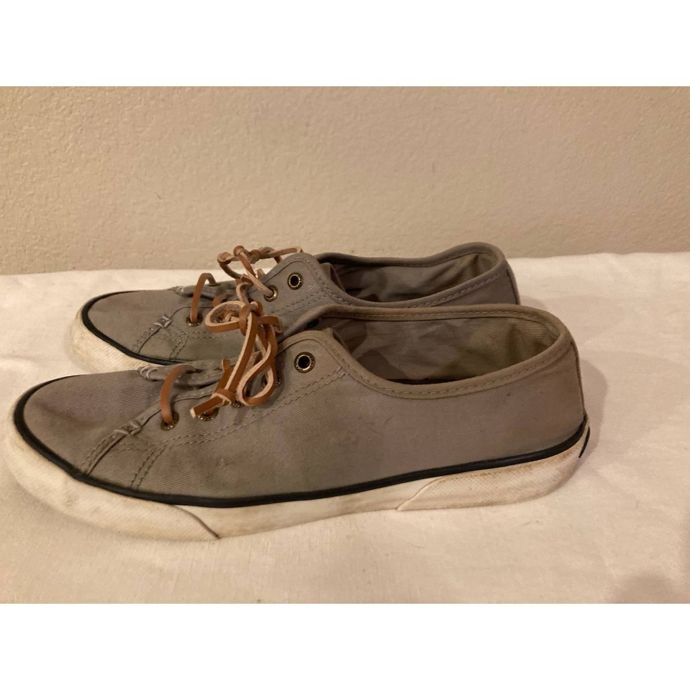 Sperry Top-Sider Women's STS95729 Gray Canvas Lace Up Boat Shoes Sneakers